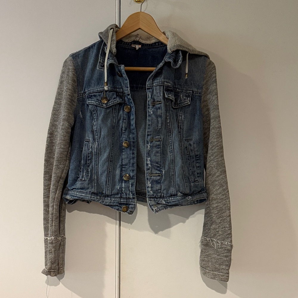 Free People Blue and Gray Jean Jacket - Picture 2 of 6